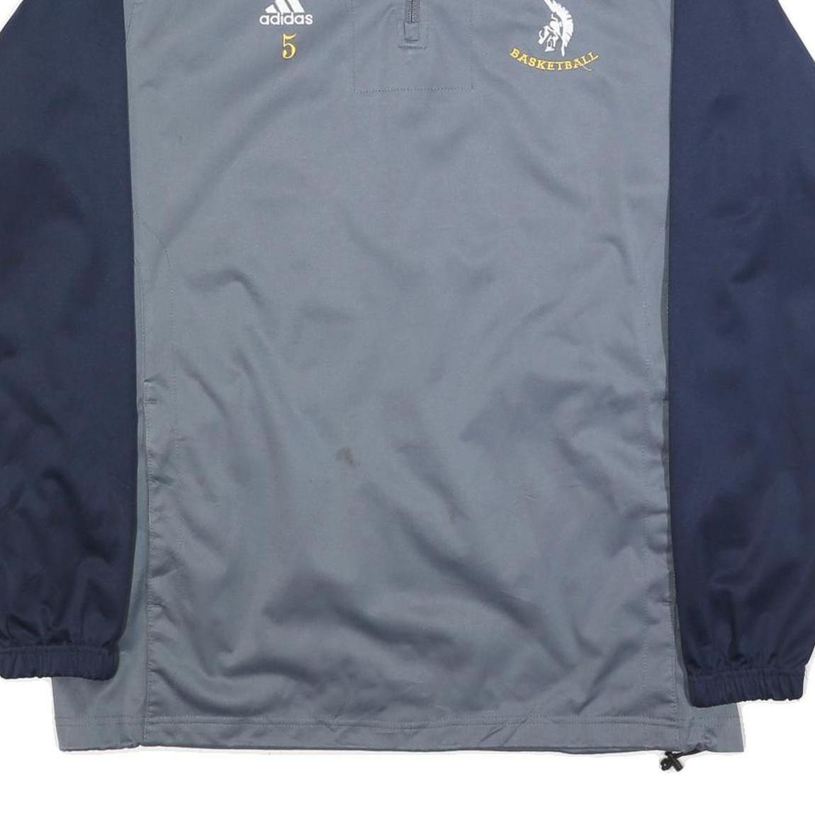 ADIDAS Mens Grey & Navy Basketball Jacket M Polyester Zip Classic Sport