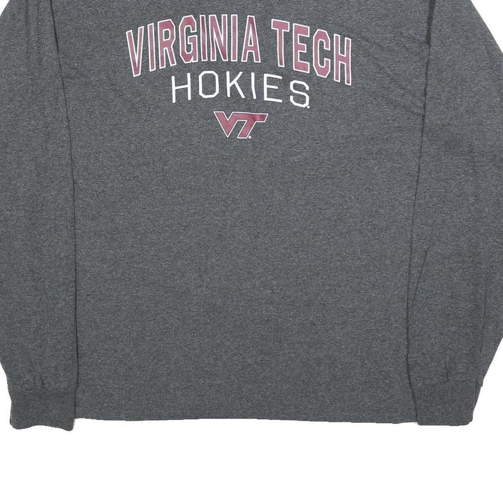 CHAMPION Mens Grey Virginia Tech Hokies Long Sleeve Crew Neck T-Shirt XL Cotton