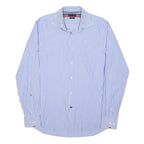 TOMMY HILFIGER Mens Blue & White Stripe Shirt M Classic Fit Elegant