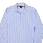 TOMMY HILFIGER Mens Blue & White Stripe Shirt M Classic Fit Elegant