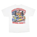 JERZEES Mens White National Guard Racing Graphic T-Shirt L Short Sleeve Crew