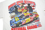 JERZEES Mens White National Guard Racing Graphic T-Shirt L Short Sleeve Crew