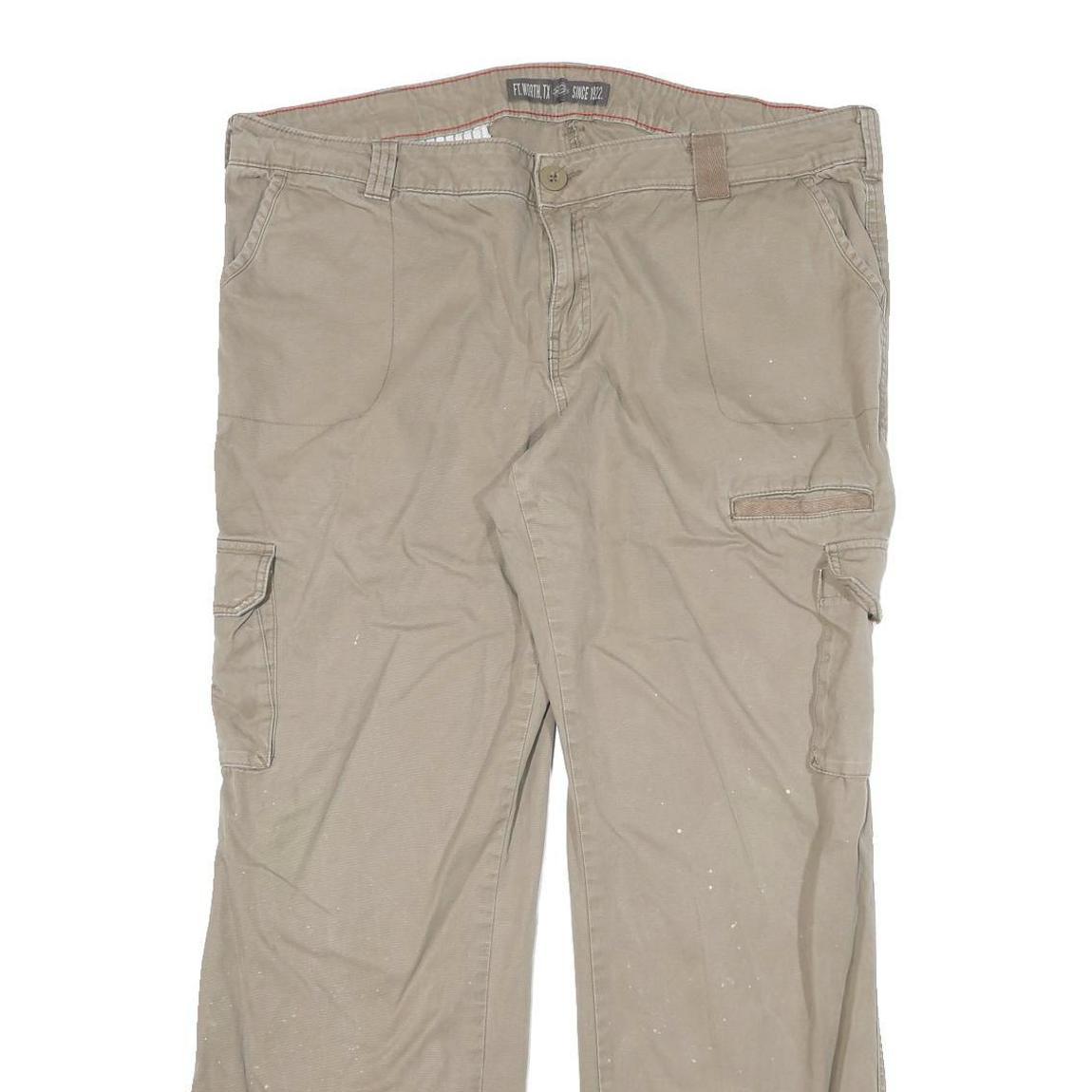 DICKIES Mens Cotton Blend Beige Regular Fit Straight Leg Trousers W38 L30 Casual