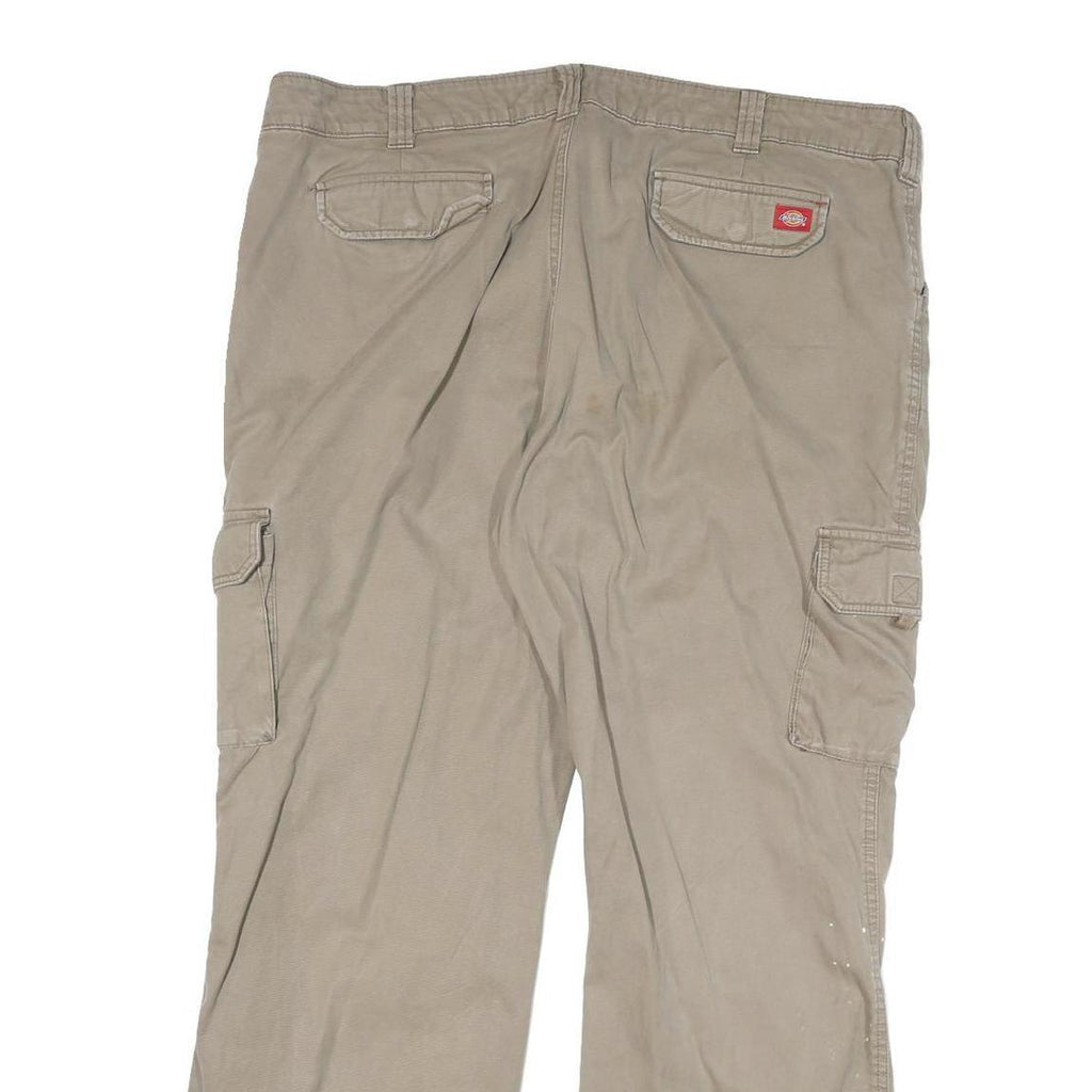 DICKIES Mens Cotton Blend Beige Regular Fit Straight Leg Trousers W38 L30 Casual