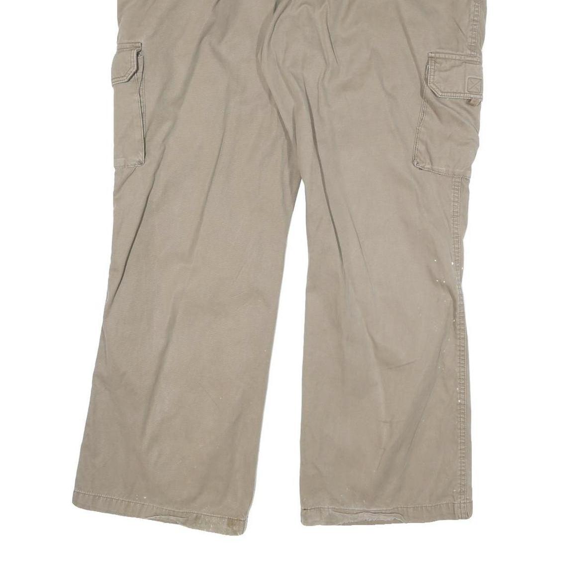 DICKIES Mens Cotton Blend Beige Regular Fit Straight Leg Trousers W38 L30 Casual