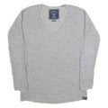 SUPERDRY Womens Jumper Grey V-Neck Tight Knit XS