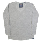 SUPERDRY Womens Jumper Grey V-Neck Tight Knit XS