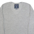 SUPERDRY Womens Jumper Grey V-Neck Tight Knit XS