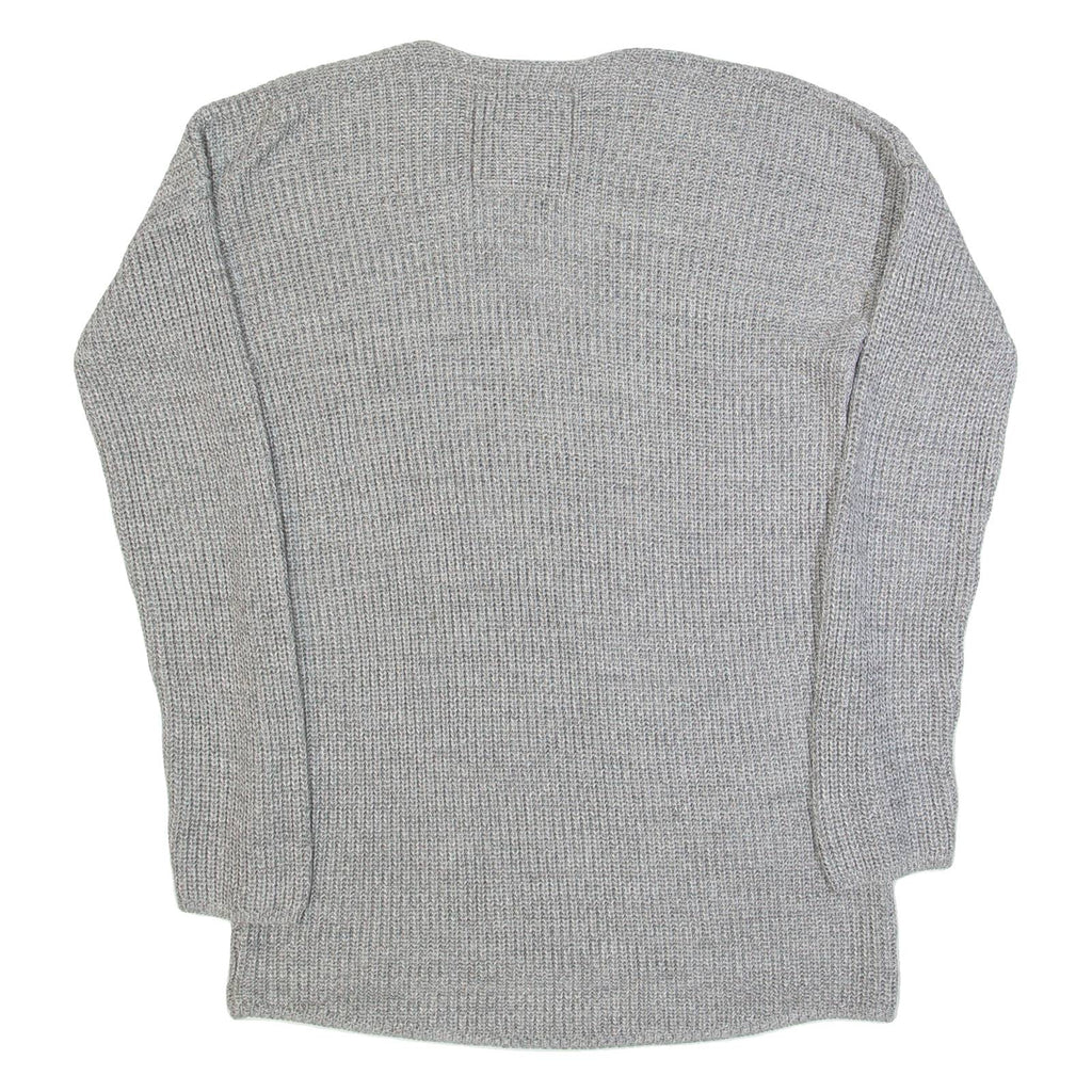 SUPERDRY Womens Jumper Grey V-Neck Tight Knit XS
