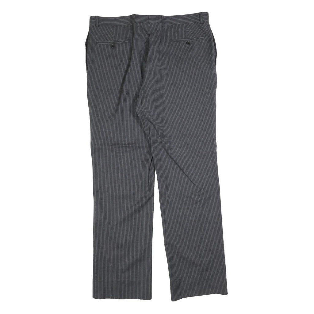 TOMMY HILFIGER Mens Grey Wool Regular Straight Trousers W38 L34 Pinstripe