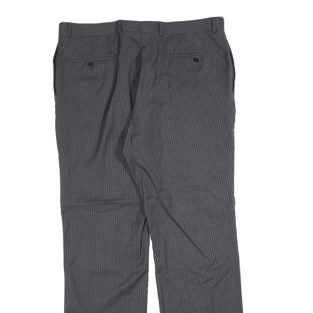 TOMMY HILFIGER Mens Grey Wool Regular Straight Trousers W38 L34 Pinstripe