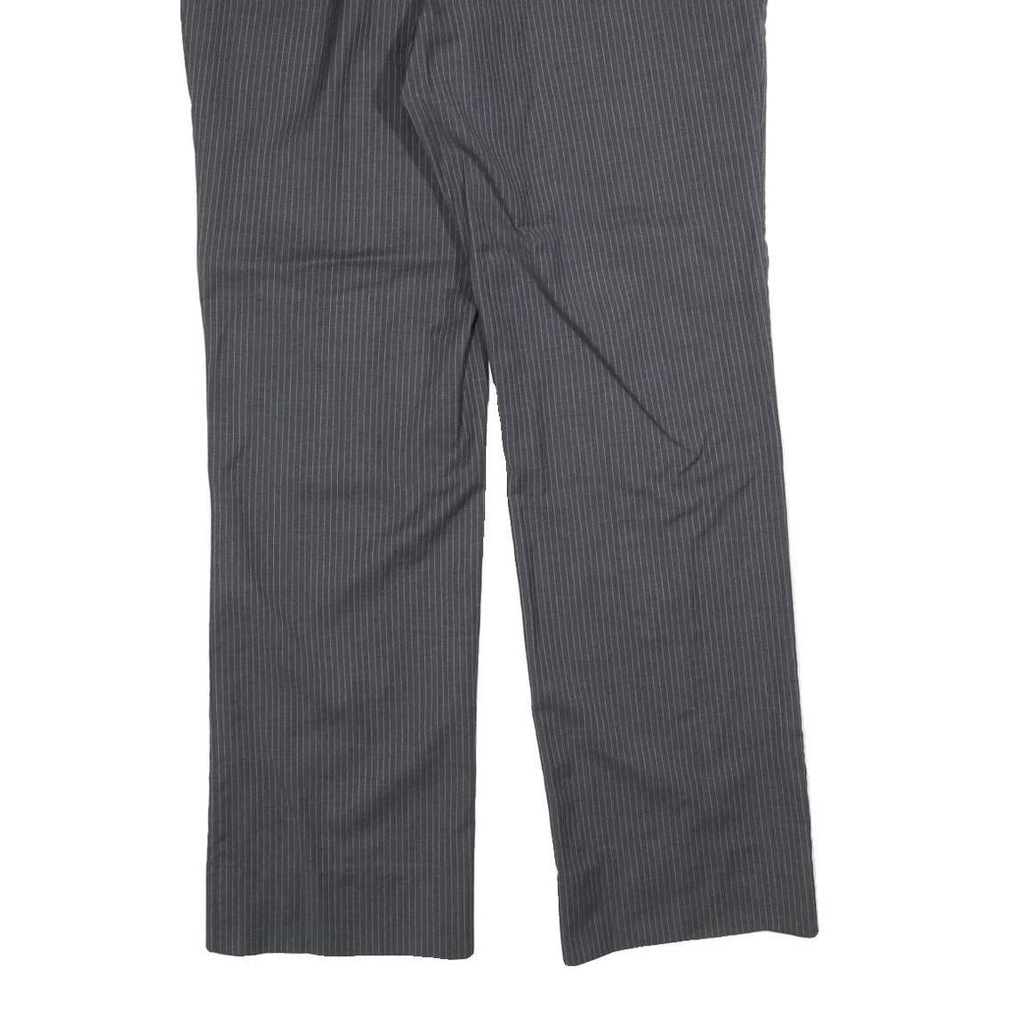 TOMMY HILFIGER Mens Grey Wool Regular Straight Trousers W38 L34 Pinstripe