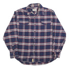 JACHS Mens Blue White & Red Check Shirt Long Sleeve Cotton Blend L Casual