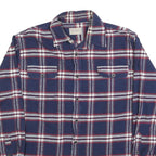 JACHS Mens Blue White & Red Check Shirt Long Sleeve Cotton Blend L Casual