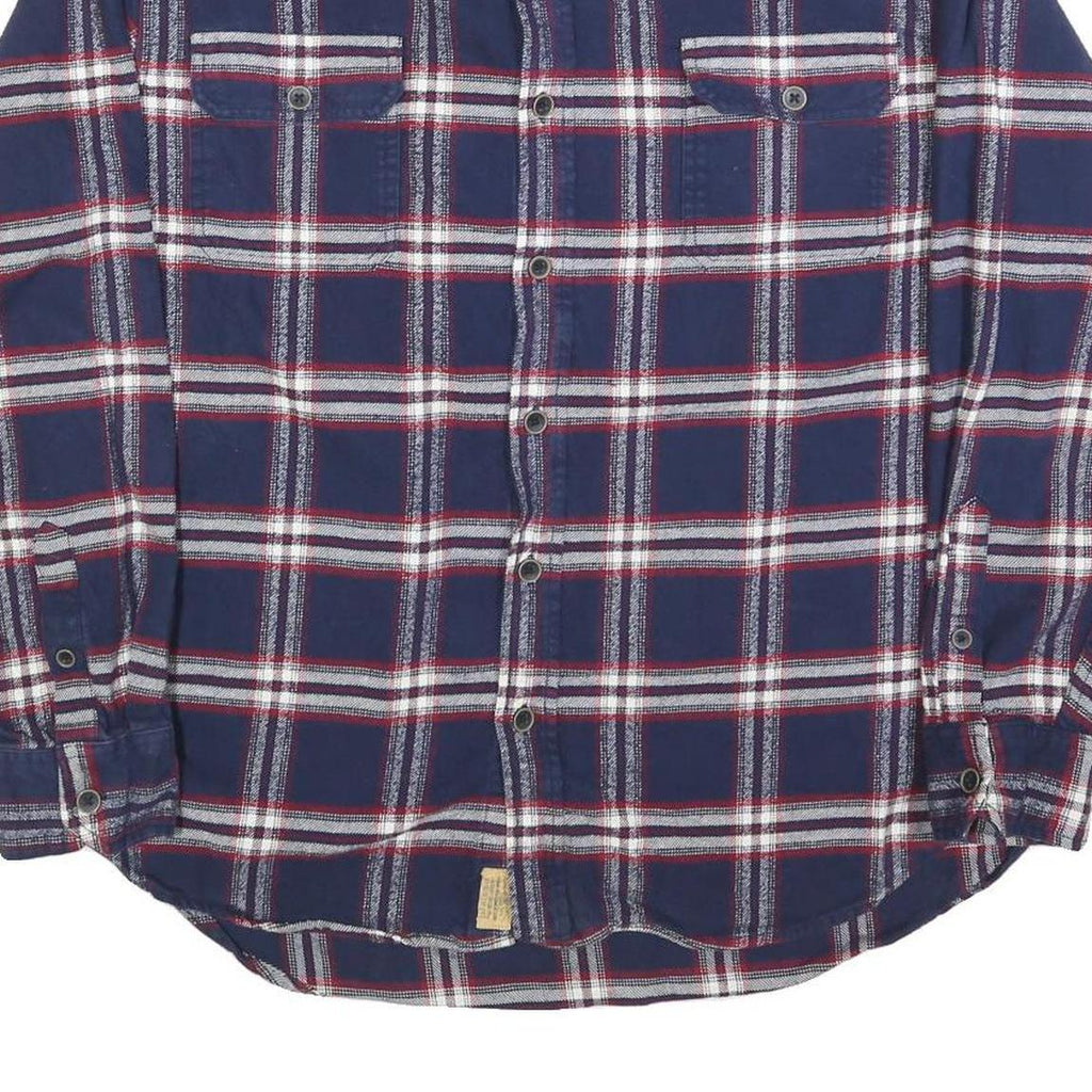 JACHS Mens Blue White & Red Check Shirt Long Sleeve Cotton Blend L Casual