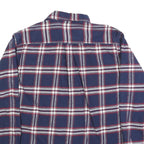 JACHS Mens Blue White & Red Check Shirt Long Sleeve Cotton Blend L Casual