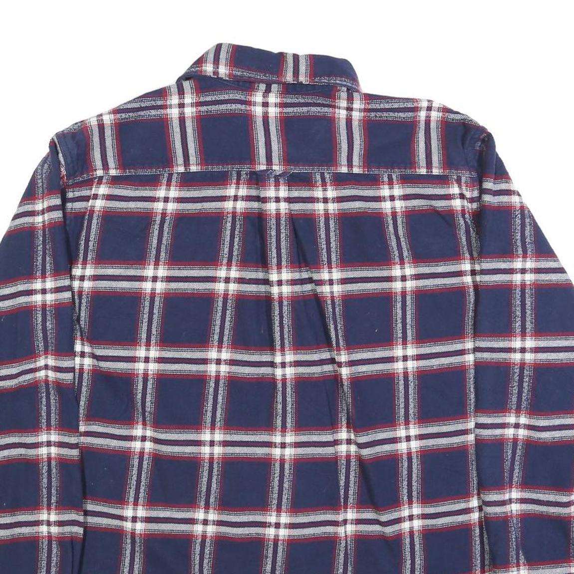 JACHS Mens Blue White & Red Check Shirt Long Sleeve Cotton Blend L Casual