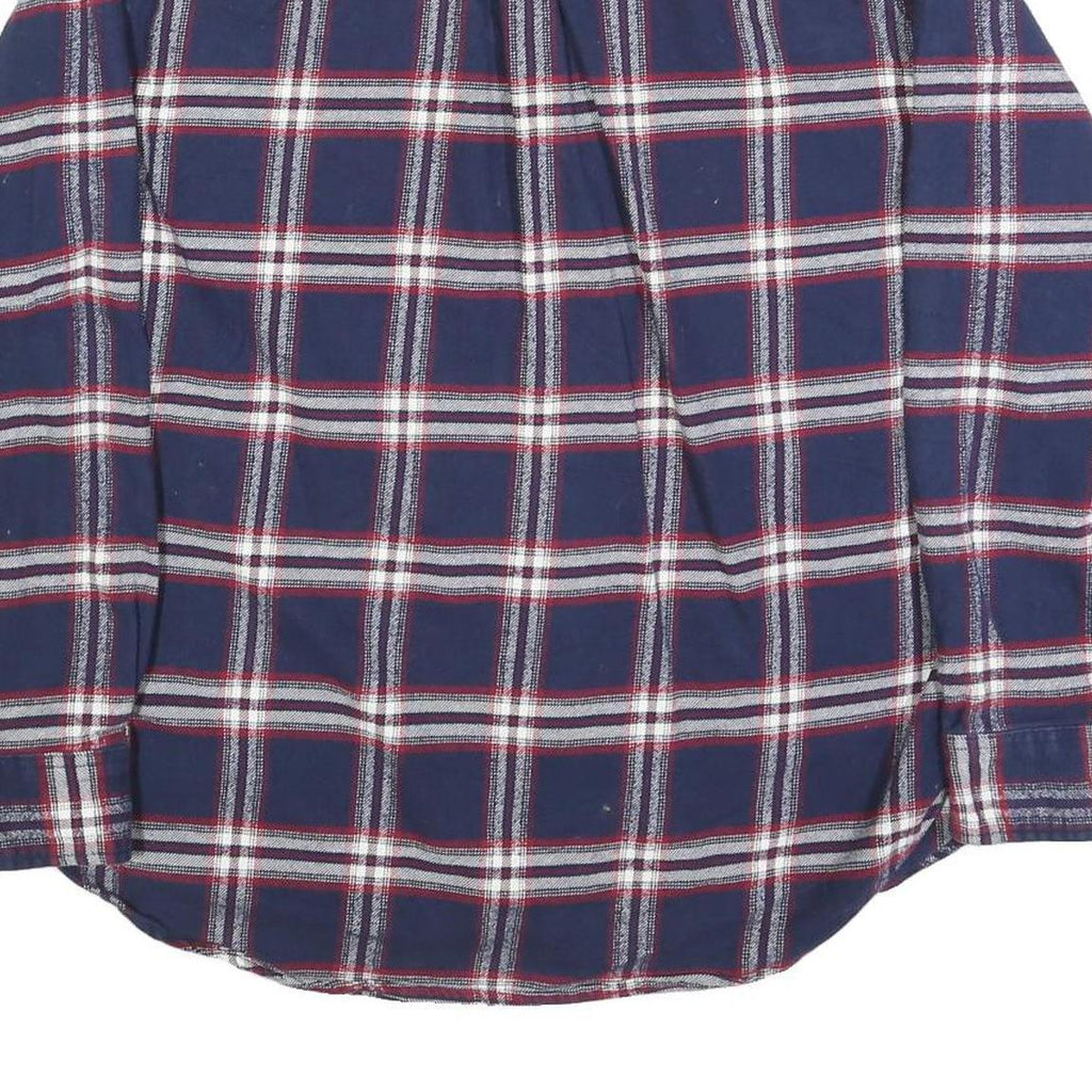 JACHS Mens Blue White & Red Check Shirt Long Sleeve Cotton Blend L Casual