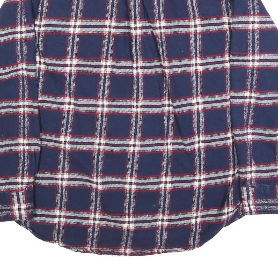 JACHS Mens Blue White & Red Check Shirt Long Sleeve Cotton Blend L Casual
