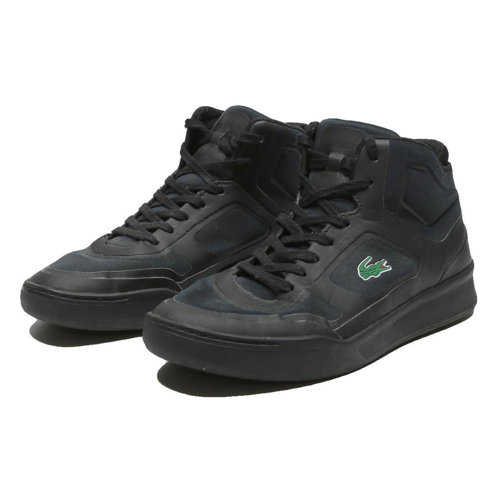 LACOSTE Mens Black Leather High Top Trainers UK 7 Casual Sport Footwear