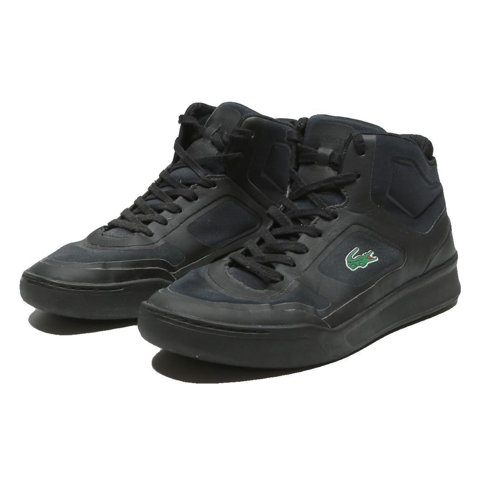 LACOSTE Mens Black Leather High Top Trainers UK 7 Casual Sport Footwear