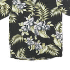 ALOHA REPUBLIC Mens Black Green Floral Hawaiian Shirt S Summer Cotton Blend
