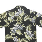 ALOHA REPUBLIC Mens Black Green Floral Hawaiian Shirt S Summer Cotton Blend