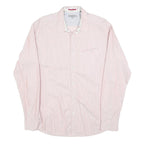 TED BAKER Mens Pink & White Stripe Shirt L Cotton Blend Long Sleeve Formal