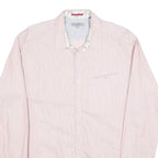 TED BAKER Mens Pink & White Stripe Shirt L Cotton Blend Long Sleeve Formal