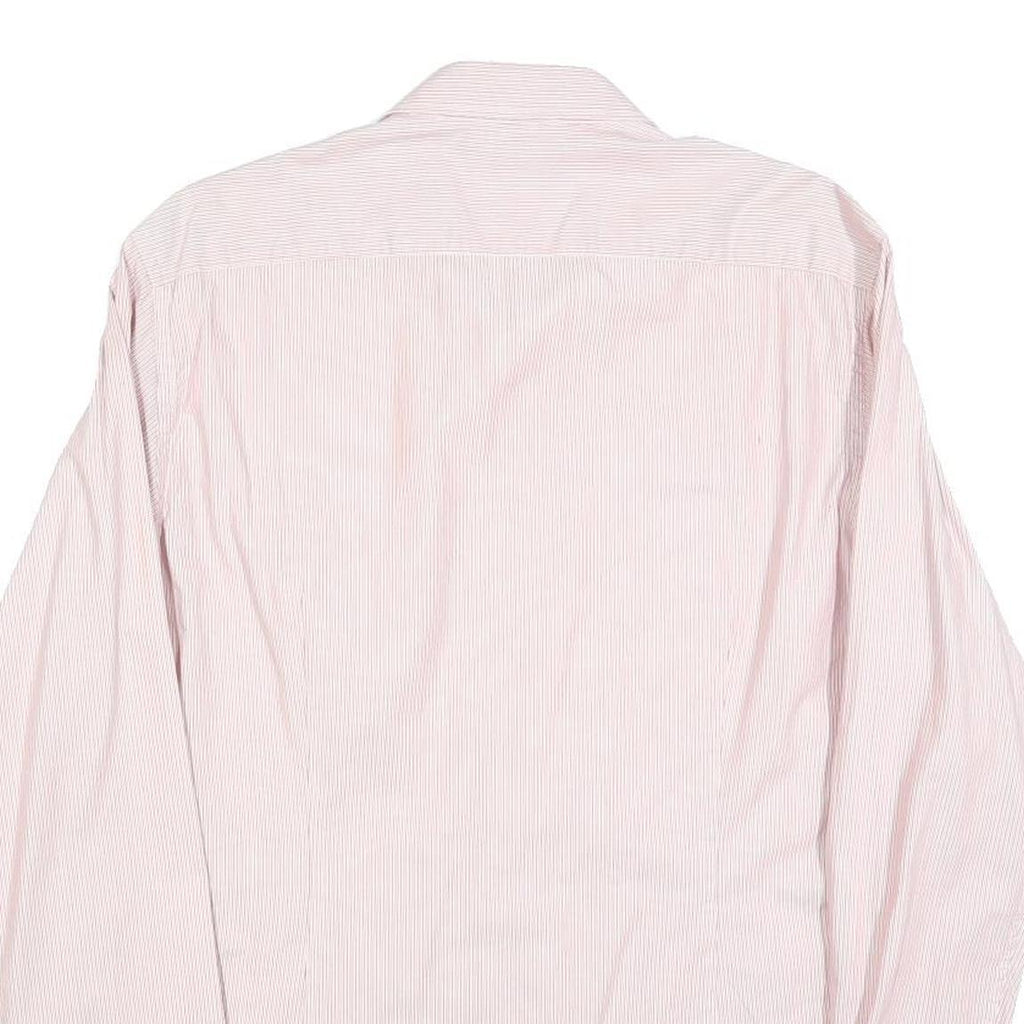 TED BAKER Mens Pink & White Stripe Shirt L Cotton Blend Long Sleeve Formal