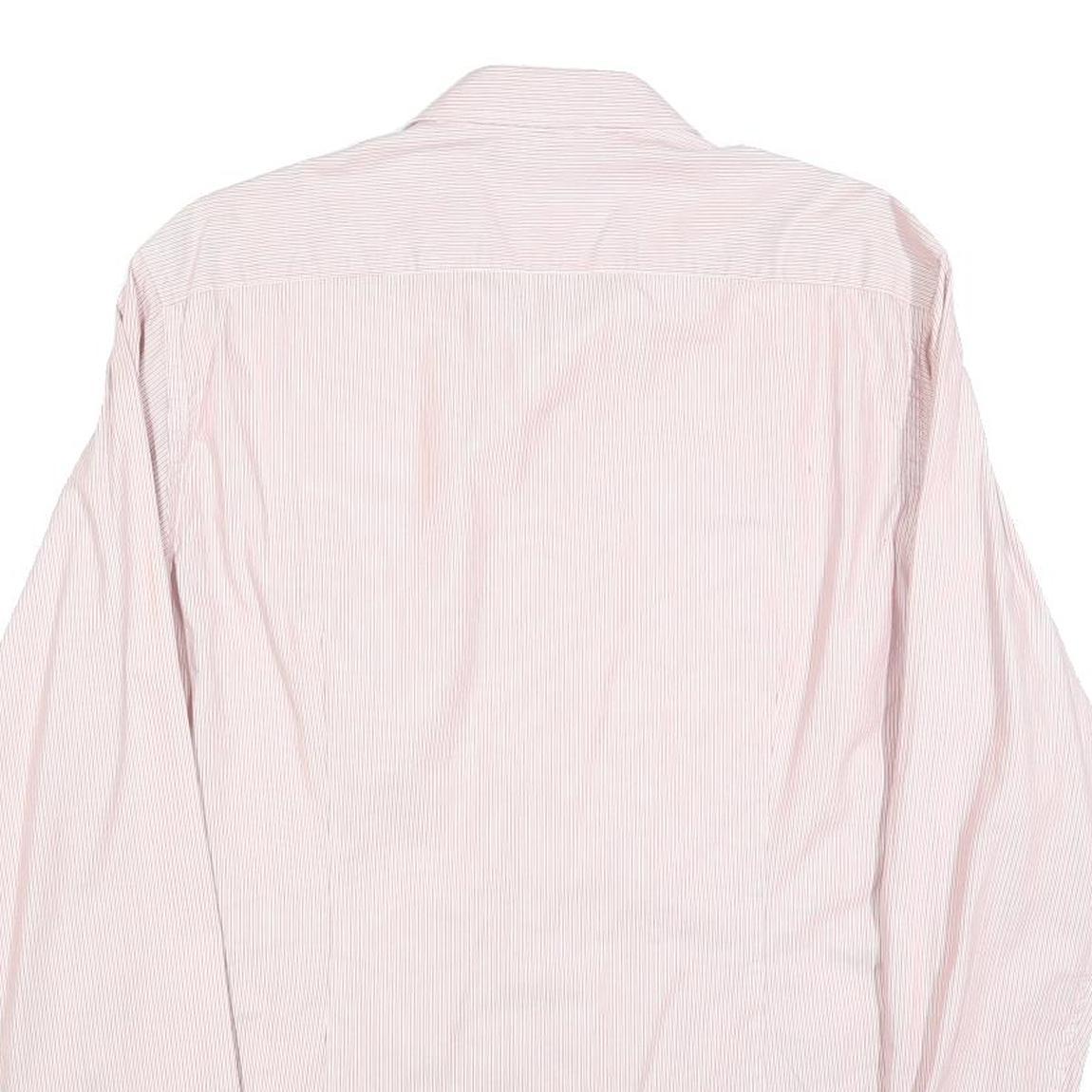 TED BAKER Mens Pink & White Stripe Shirt L Cotton Blend Long Sleeve Formal