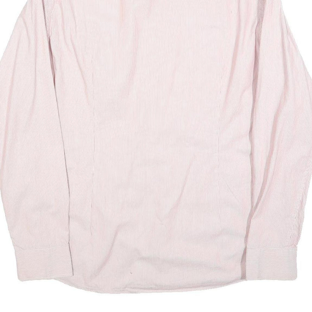 TED BAKER Mens Pink & White Stripe Shirt L Cotton Blend Long Sleeve Formal
