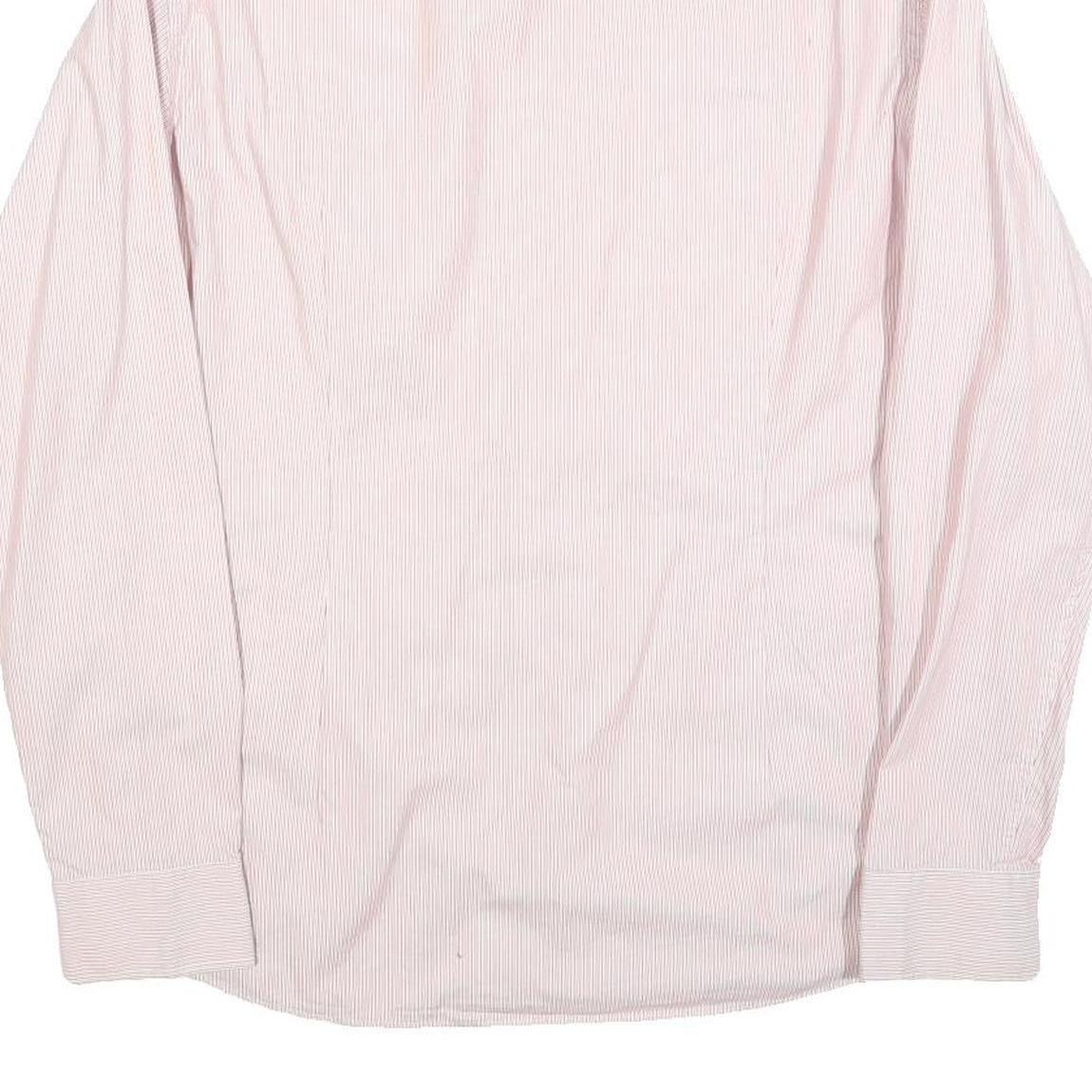 TED BAKER Mens Pink & White Stripe Shirt L Cotton Blend Long Sleeve Formal