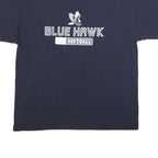 CHAMPION Mens Navy Blue Blue Hawk Softball Classic T-Shirt 2XL Crew Neck Short