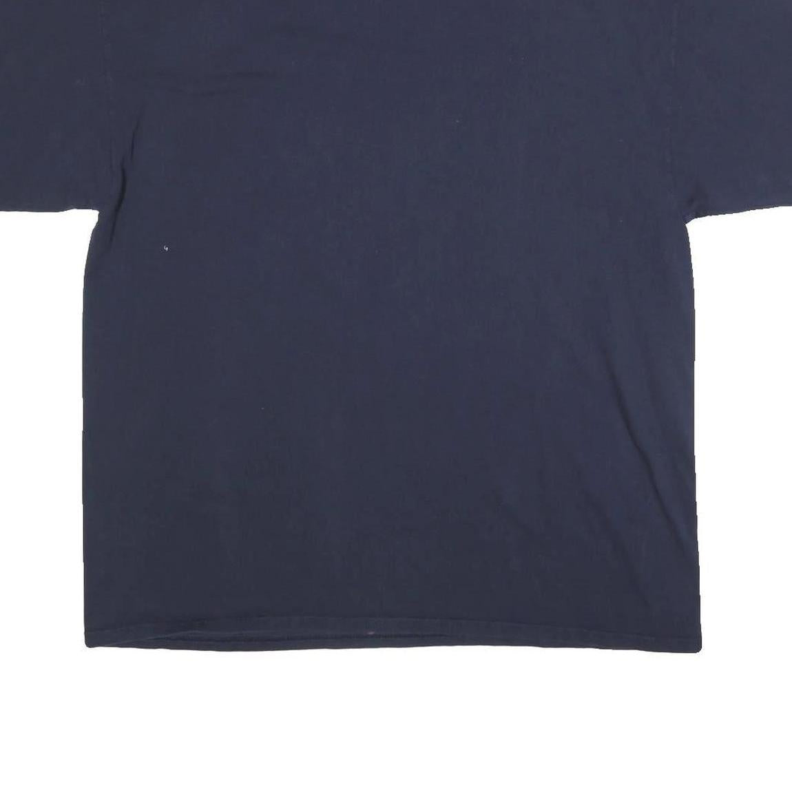 CHAMPION Mens Navy Blue Blue Hawk Softball Classic T-Shirt 2XL Crew Neck Short