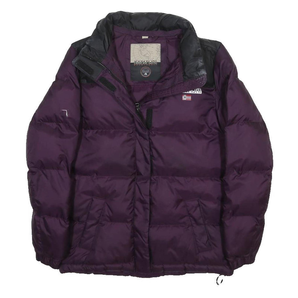 NAPAPIJRI Womens Purple Black Puffer Jacket S Polyamide Zip Outdoor Winter