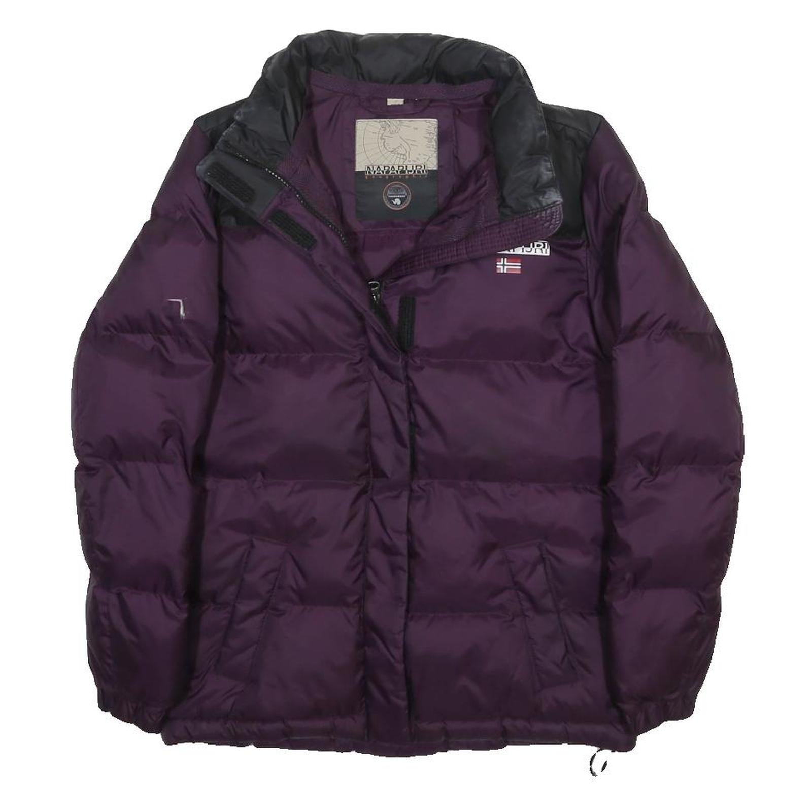 NAPAPIJRI Womens Purple Black Puffer Jacket S Polyamide Zip Outdoor Winter