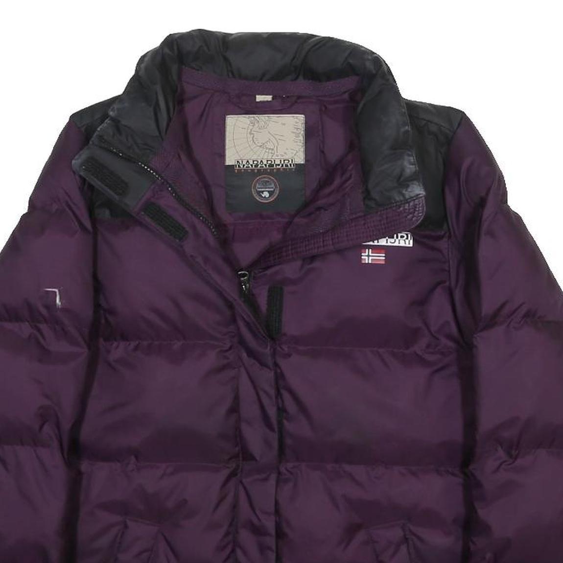 NAPAPIJRI Womens Purple Black Puffer Jacket S Polyamide Zip Outdoor Winter