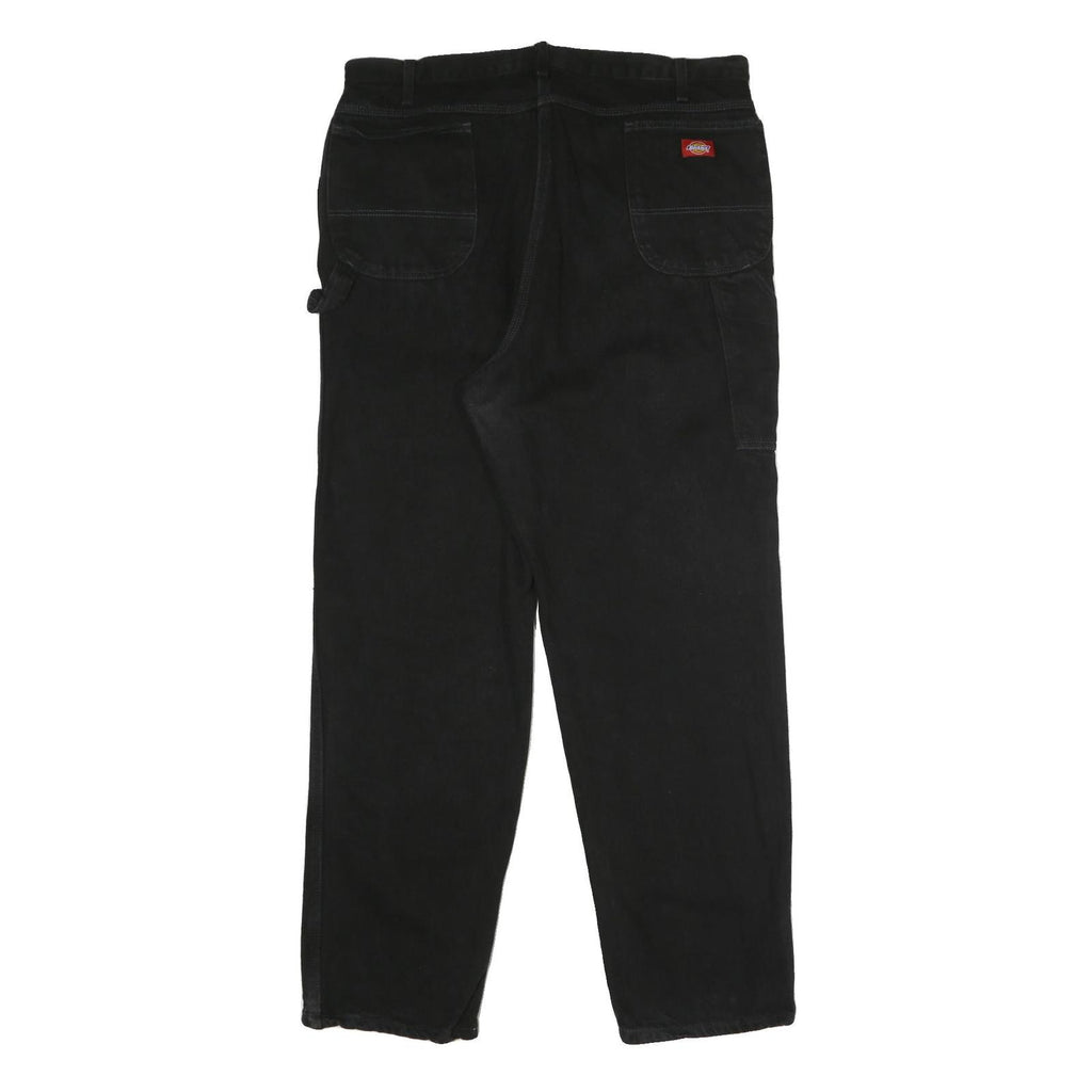 DICKIES Mens Relaxed Black Cotton Denim Jeans W40 L32 Workwear Casual Zip