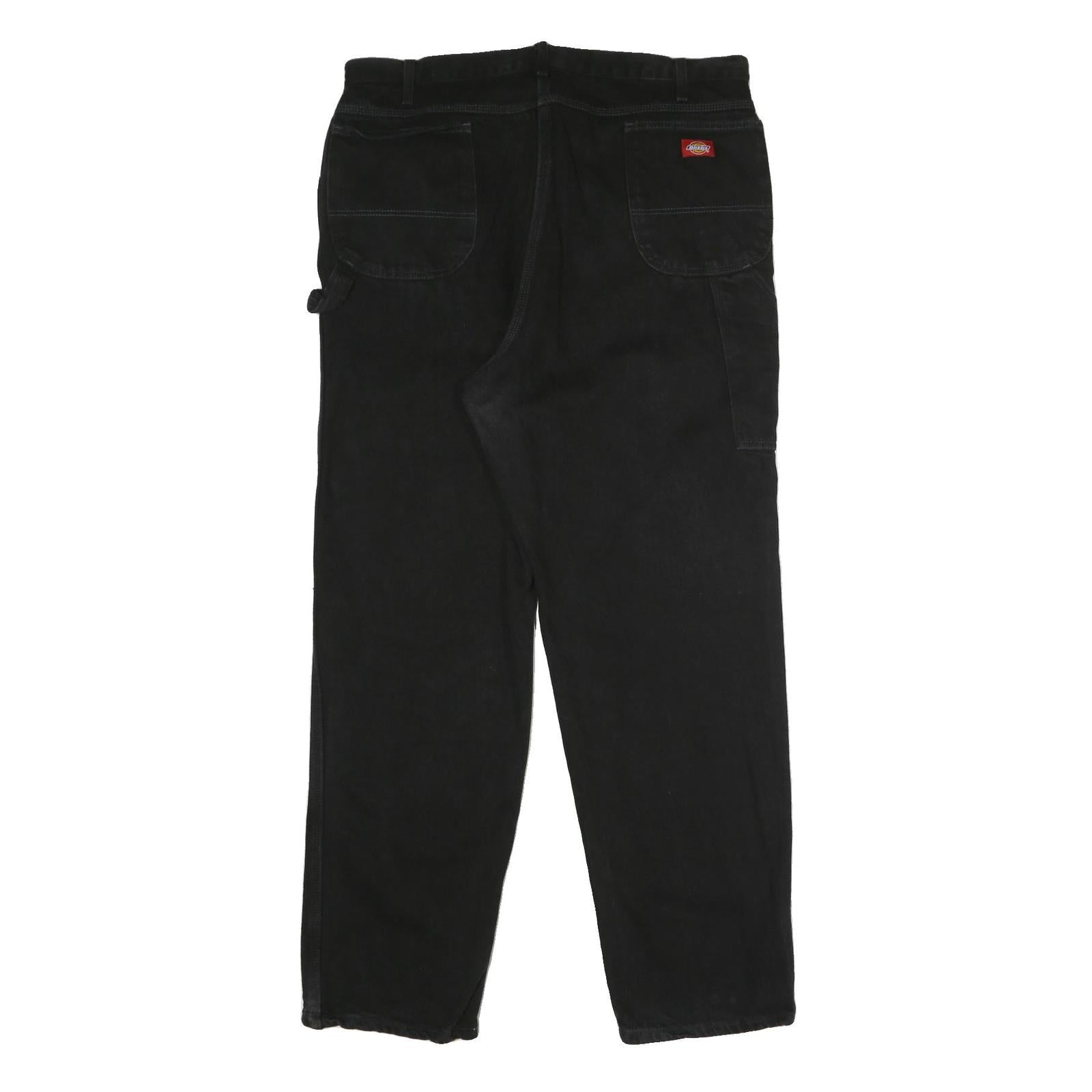 DICKIES Mens Relaxed Black Cotton Denim Jeans W40 L32 Workwear Casual Zip