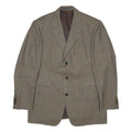 BURBERRY Mens Grey & Brown Wool Formal Jacket L Woven Classic Check Pattern Zip