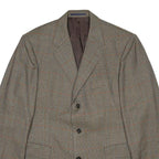 BURBERRY Mens Grey & Brown Wool Formal Jacket L Woven Classic Check Pattern Zip