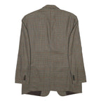 BURBERRY Mens Grey & Brown Wool Formal Jacket L Woven Classic Check Pattern Zip