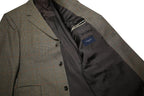 BURBERRY Mens Grey & Brown Wool Formal Jacket L Woven Classic Check Pattern Zip