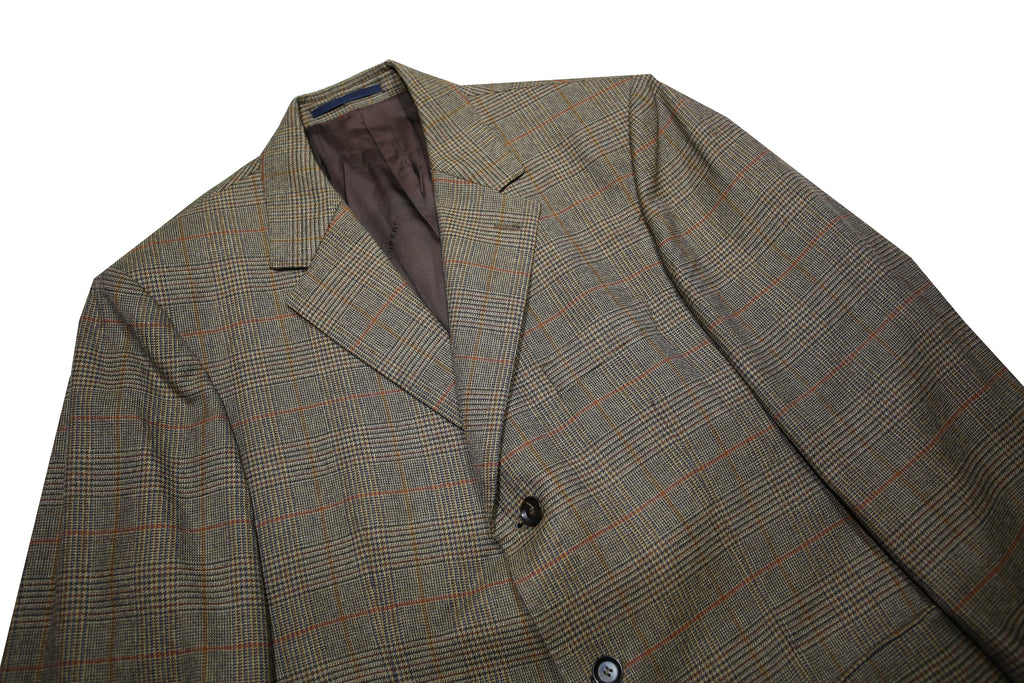 BURBERRY Mens Grey & Brown Wool Formal Jacket L Woven Classic Check Pattern Zip