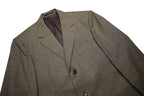 BURBERRY Mens Grey & Brown Wool Formal Jacket L Woven Classic Check Pattern Zip