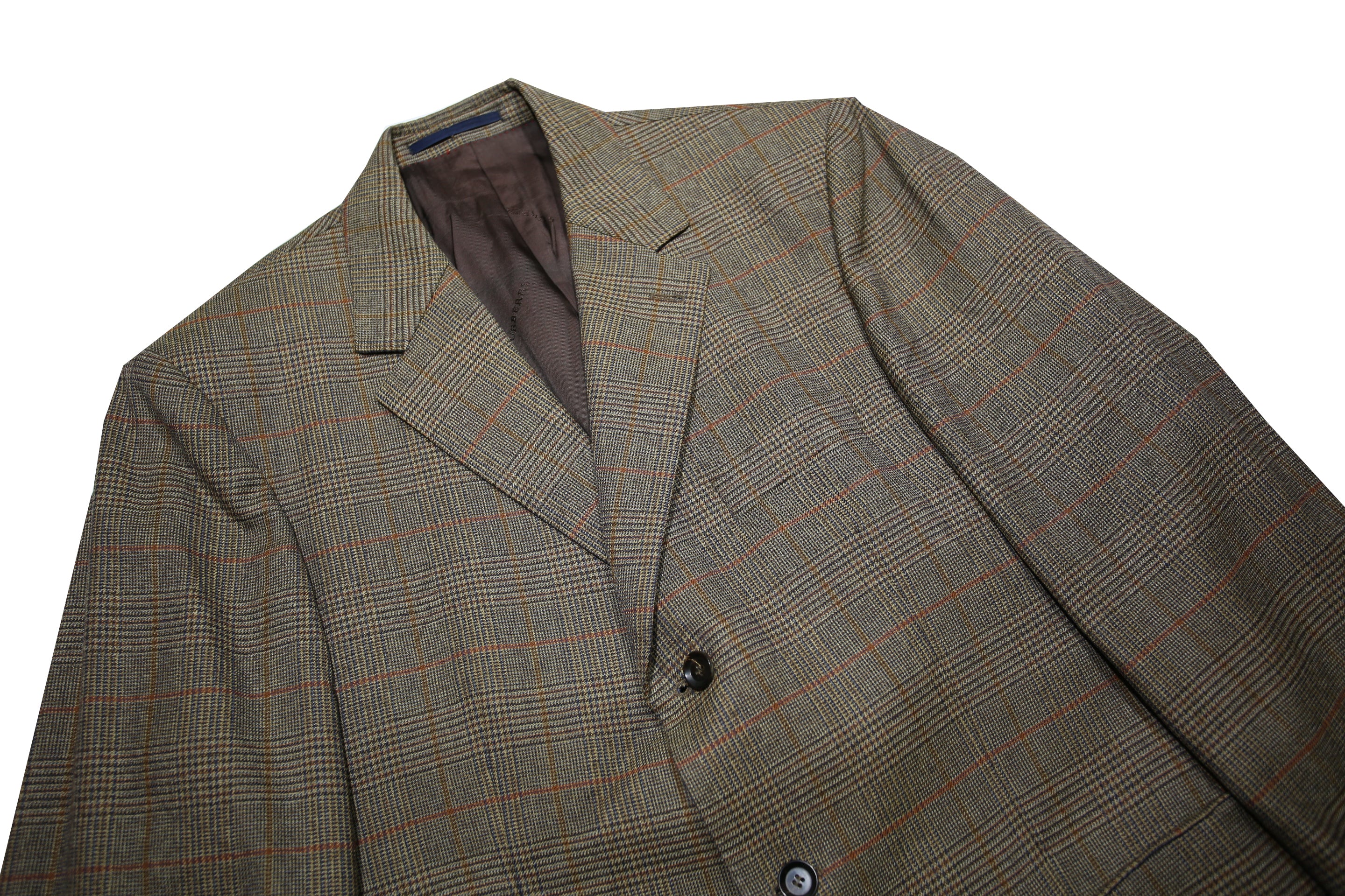 BURBERRY Mens Grey & Brown Wool Formal Jacket L Woven Classic Check Pattern Zip