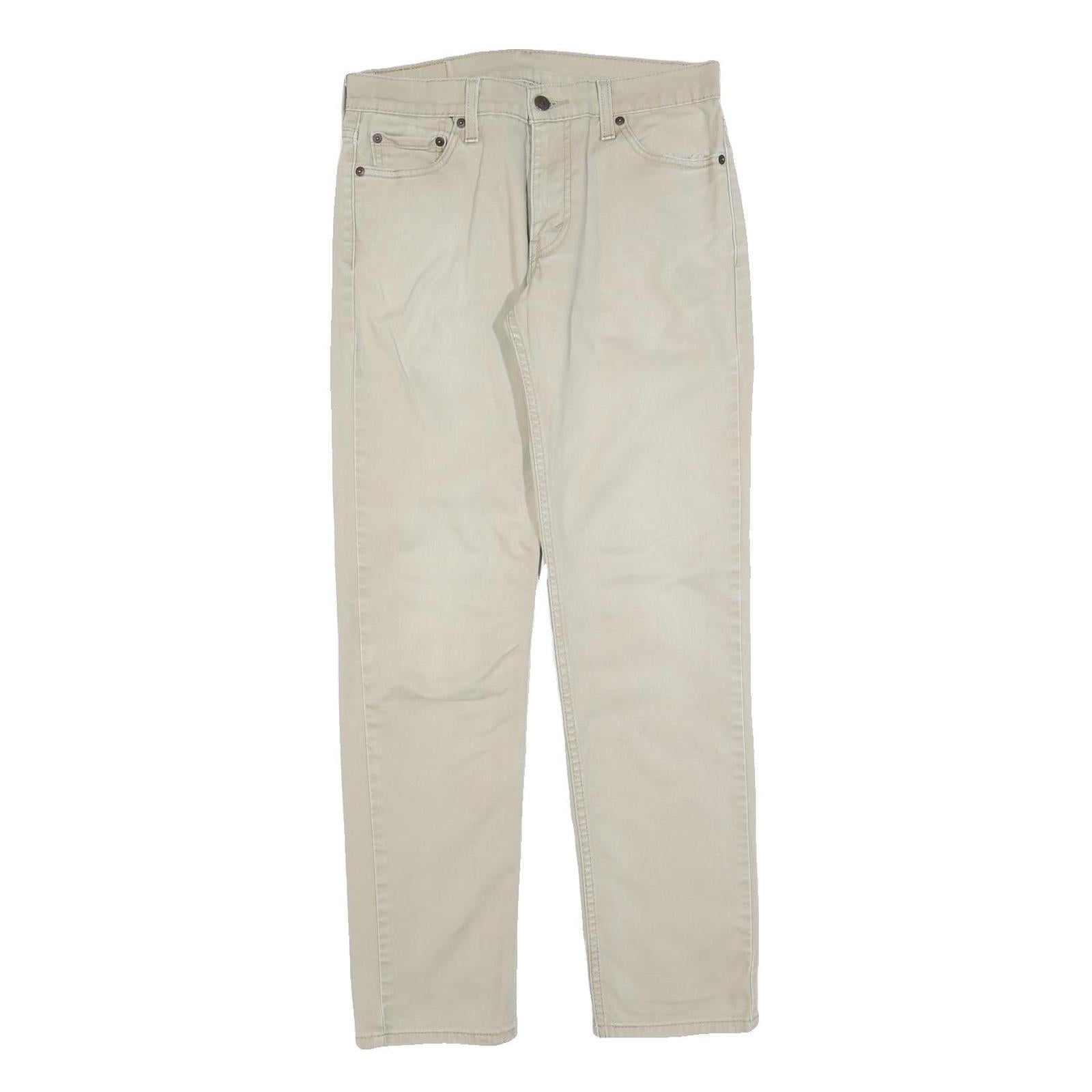 LEVI'S Mens Slim Beige Cotton Blend Trousers W30 L32 Zip Casual Pants