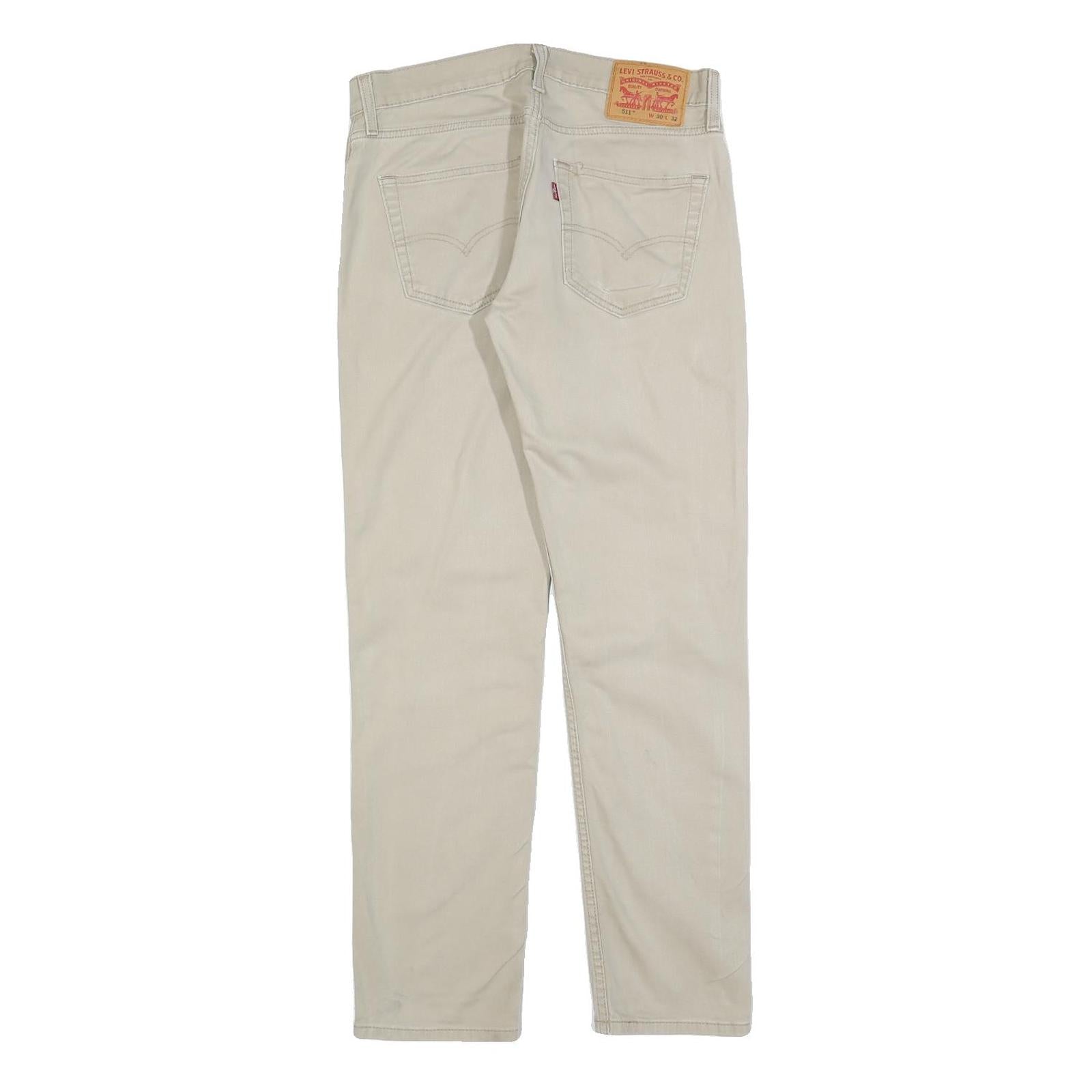 LEVI'S Mens Slim Beige Cotton Blend Trousers W30 L32 Zip Casual Pants