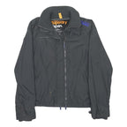SUPERDRY Mens Black Jacket L Polyester Zip Plain Casual Outerwear